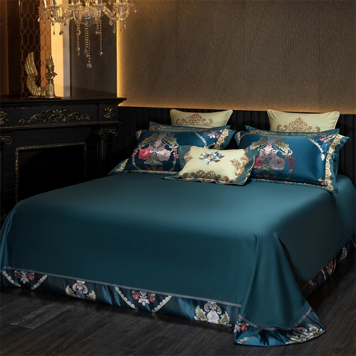 91家纺网 家纺一手货源 找家纺 OL家纺 2025新款高精密色织大提花四件套-系列二 欧式墨绿