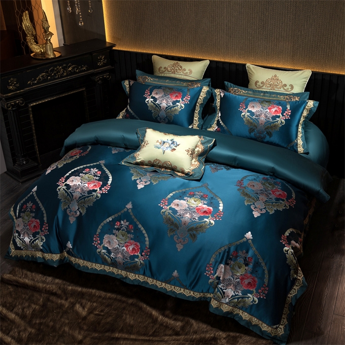 91家纺网 家纺一手货源 找家纺 OL家纺 2025新款高精密色织大提花四件套-系列二 欧式墨绿