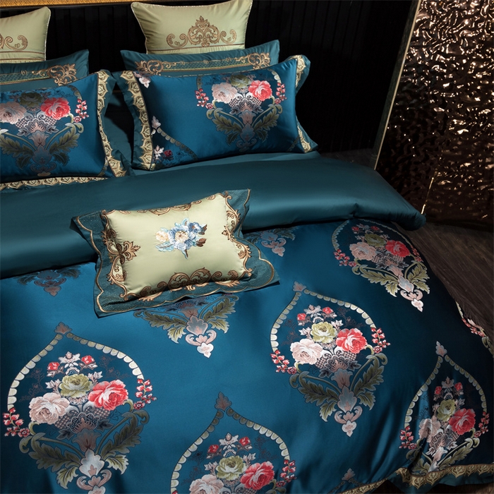 91家纺网 家纺一手货源 找家纺 OL家纺 2025新款高精密色织大提花四件套-系列二 欧式墨绿