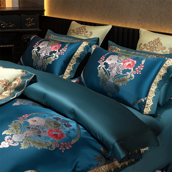 91家纺网 家纺一手货源 找家纺 OL家纺 2025新款高精密色织大提花四件套-系列二 欧式墨绿