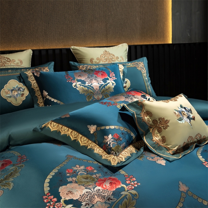 91家纺网 家纺一手货源 找家纺 OL家纺 2025新款高精密色织大提花四件套-系列二 欧式墨绿