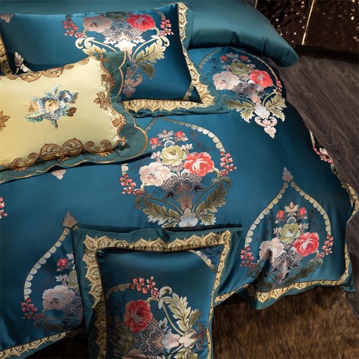 91家纺网 家纺一手货源 找家纺 OL家纺 2025新款高精密色织大提花四件套-系列二 欧式墨绿