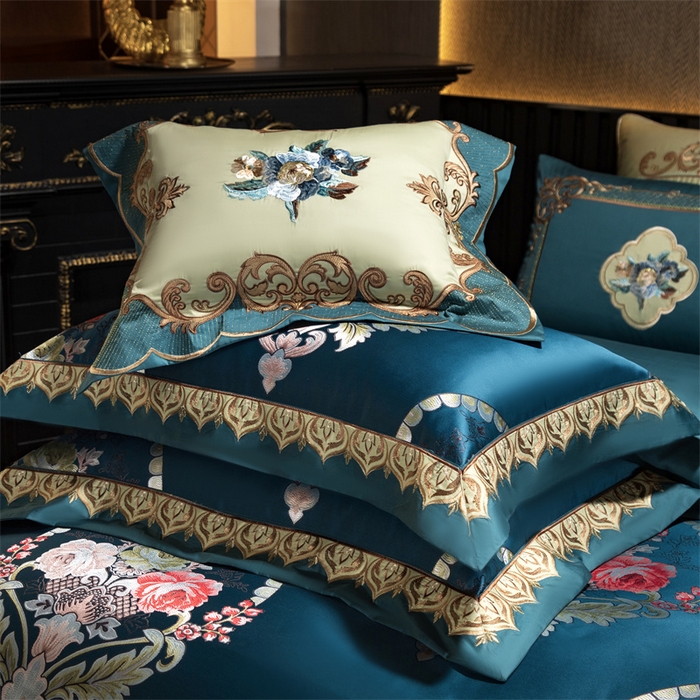 91家纺网 家纺一手货源 找家纺 OL家纺 2025新款高精密色织大提花四件套-系列二 欧式墨绿