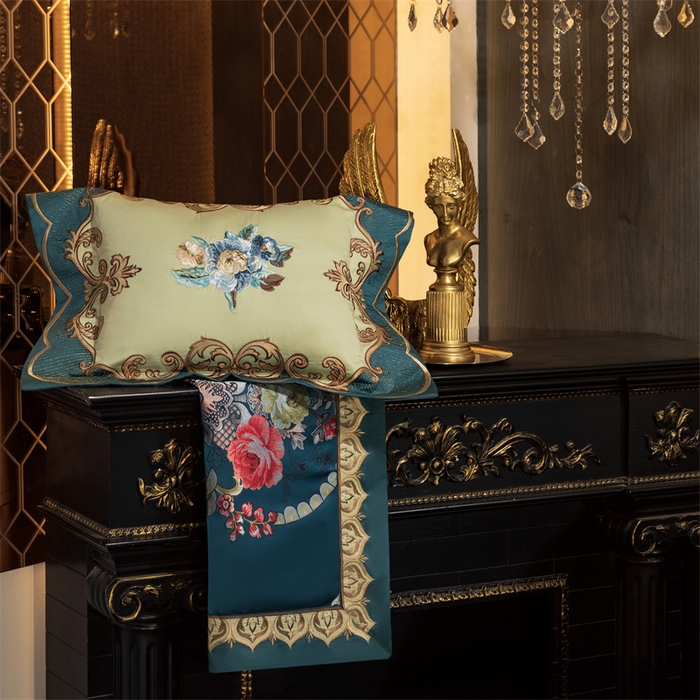 91家纺网 家纺一手货源 找家纺 OL家纺 2025新款高精密色织大提花四件套-系列二 欧式墨绿