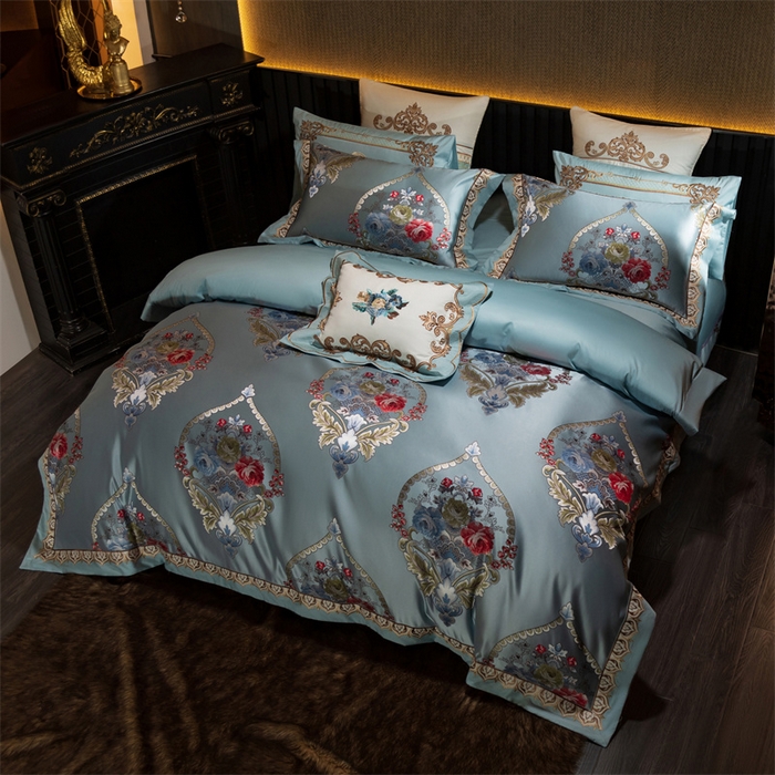 91家纺网 家纺一手货源 找家纺 OL家纺 2025新款高精密色织大提花四件套-系列二 欧式天兰