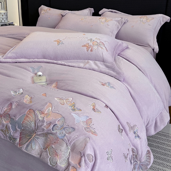 91家纺网 家纺一手货源 找家纺 星蕴家纺 2025新款230克全消光牛奶绒四件套-佰丽 佰丽-水晶紫