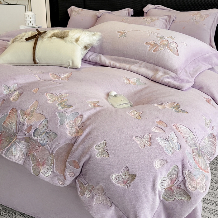 91家纺网 家纺一手货源 找家纺 星蕴家纺 2025新款230克全消光牛奶绒四件套-佰丽 佰丽-水晶紫