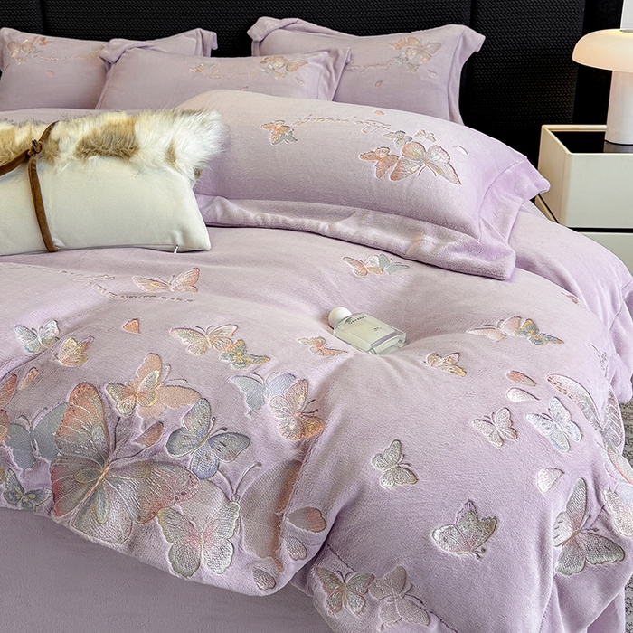 91家纺网 家纺一手货源 找家纺 星蕴家纺 2025新款230克全消光牛奶绒四件套-佰丽 佰丽-水晶紫