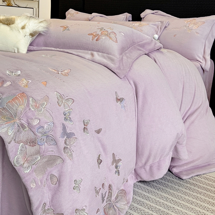 91家纺网 家纺一手货源 找家纺 星蕴家纺 2025新款230克全消光牛奶绒四件套-佰丽 佰丽-水晶紫