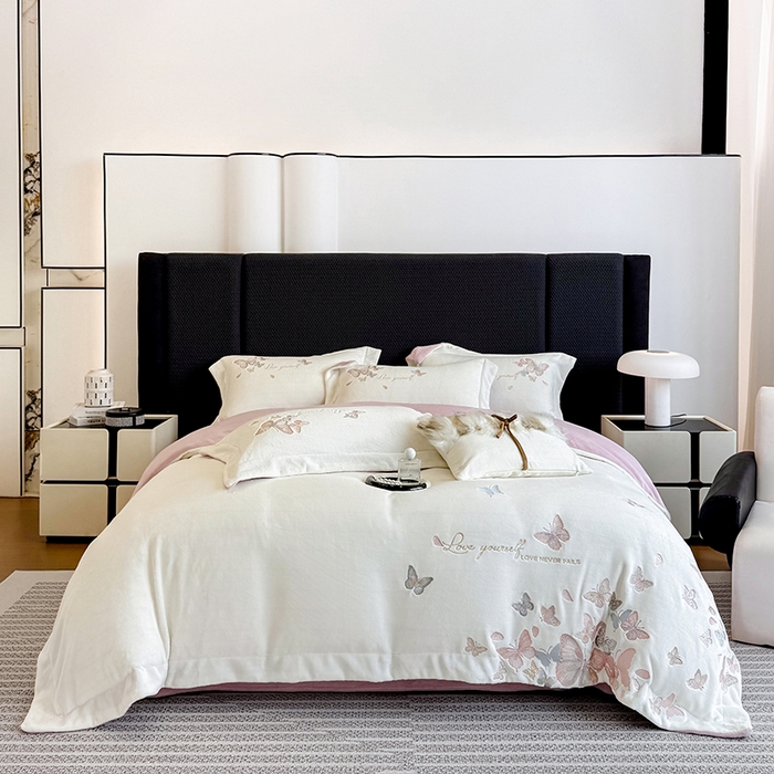 星蕴家纺 2025新款230克全消光牛奶绒四件套-佰丽 佰丽-象牙白