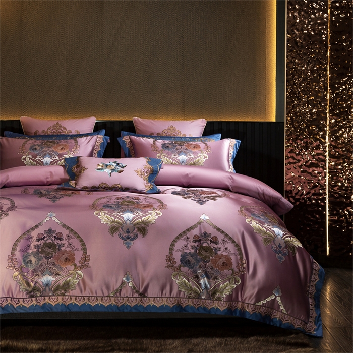 91家纺网 家纺一手货源 找家纺 OL家纺 2025新款高精密色织大提花四件套-系列二 欧式紫