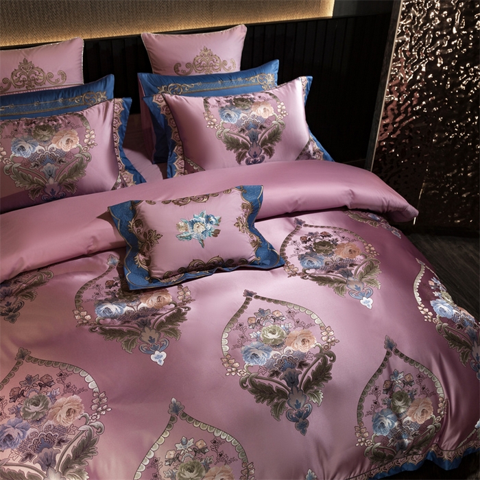 91家纺网 家纺一手货源 找家纺 OL家纺 2025新款高精密色织大提花四件套-系列二 欧式紫