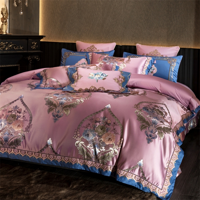 91家纺网 家纺一手货源 找家纺 OL家纺 2025新款高精密色织大提花四件套-系列二 欧式紫