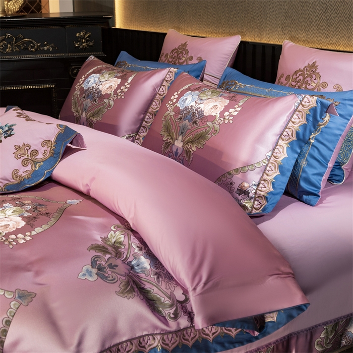 91家纺网 家纺一手货源 找家纺 OL家纺 2025新款高精密色织大提花四件套-系列二 欧式紫