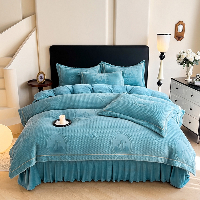 91家纺网 家纺一手货源 找家纺 （总）代芙家纺 2025新款全消光雕花四件套-爱恋