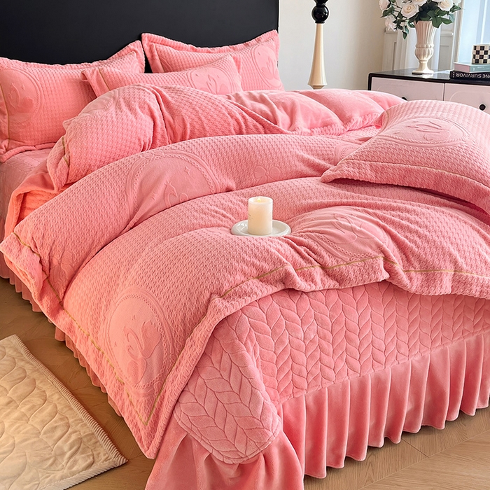 91家纺网 家纺一手货源 找家纺 （总）代芙家纺 2025新款全消光雕花四件套-爱恋