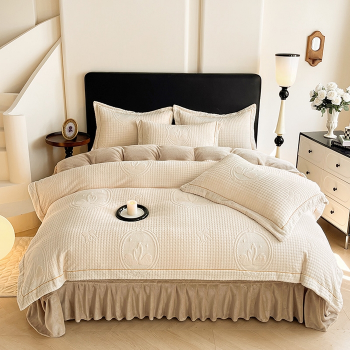 91家纺网 家纺一手货源 找家纺 （总）代芙家纺 2025新款全消光雕花四件套-爱恋