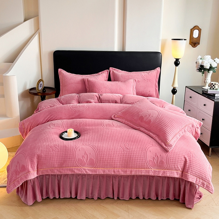 91家纺网 家纺一手货源 找家纺 （总）代芙家纺 2025新款全消光雕花四件套-爱恋