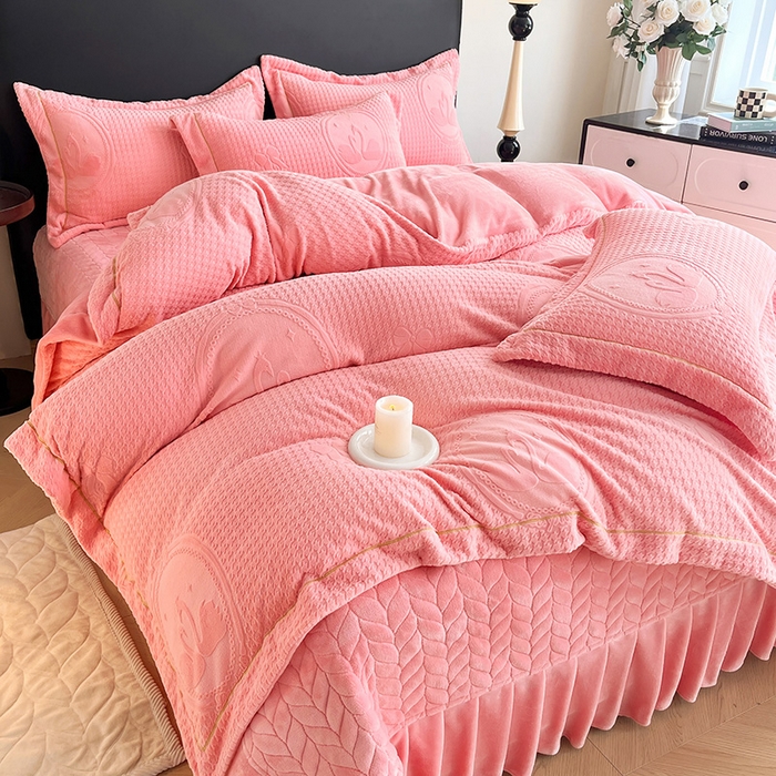 91家纺网 家纺一手货源 找家纺 （总）代芙家纺 2025新款全消光雕花四件套-爱恋