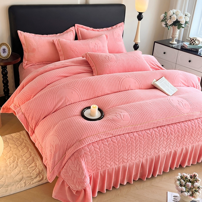 91家纺网 家纺一手货源 找家纺 （总）代芙家纺 2025新款全消光雕花四件套-爱恋