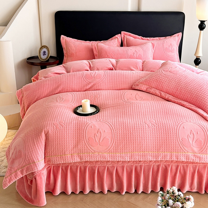 91家纺网 家纺一手货源 找家纺 （总）代芙家纺 2025新款全消光雕花四件套-爱恋