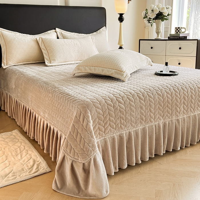 91家纺网 家纺一手货源 找家纺 代芙家纺 2025新款全消光雕花四件套-爱恋 爱恋-米白