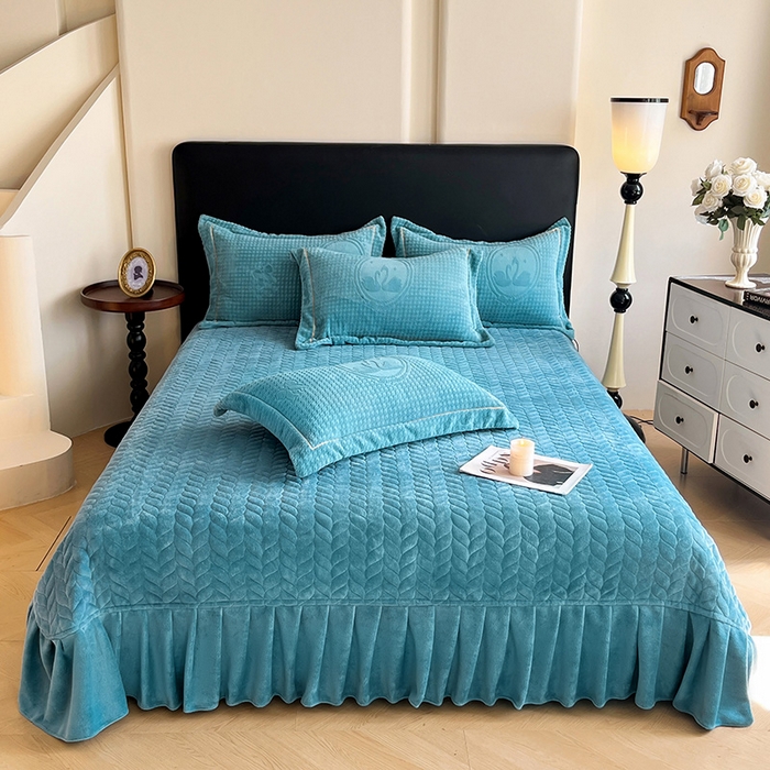 91家纺网 家纺一手货源 找家纺 代芙家纺 2025新款全消光雕花四件套-爱恋 爱恋-海蓝