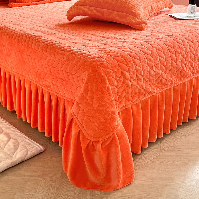 91家纺网 家纺一手货源 找家纺 代芙家纺 2025新款全消光雕花四件套-爱恋 爱恋-亮橙