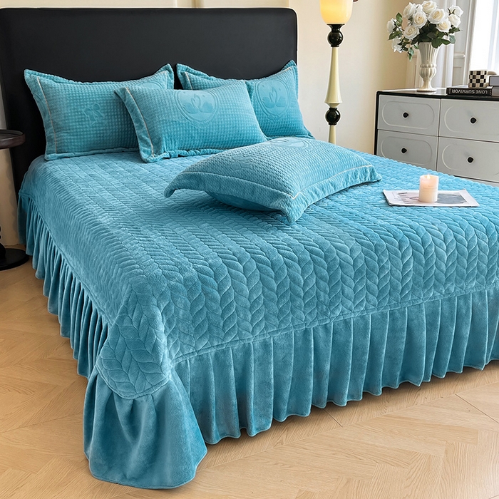 91家纺网 家纺一手货源 找家纺 代芙家纺 2025新款全消光雕花四件套-爱恋 爱恋-海蓝