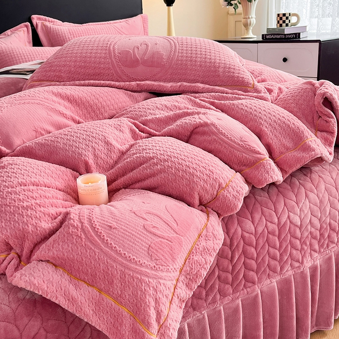 91家纺网 家纺一手货源 找家纺 代芙家纺 2025新款全消光雕花四件套-爱恋 爱恋-紫豆沙