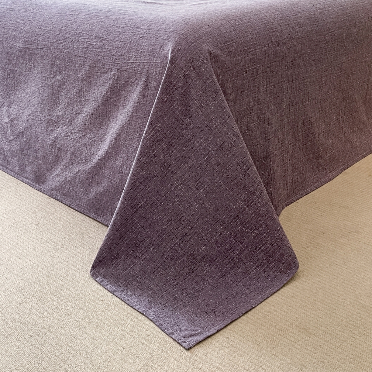 91家纺网 家纺一手货源 找家纺 慕木家纺 2025新款日系原麻复古风纽扣款四件套 纽扣款-伯克利-紫