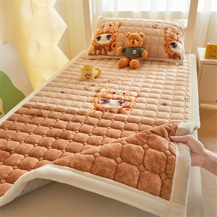 慕木家纺 2025新款学生床牛奶绒印花床垫床护垫 床褥垫-拉布咖