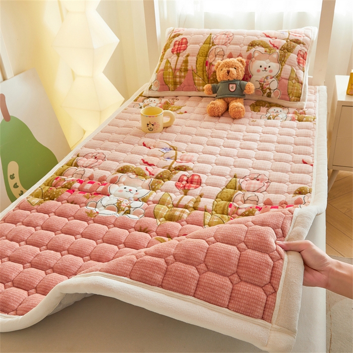 慕木家纺 2025新款学生床牛奶绒印花床垫床护垫 床褥垫-芭比猫
