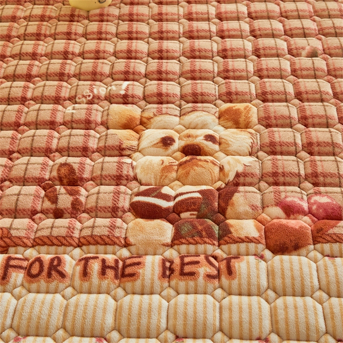 91家纺网 家纺一手货源 找家纺 慕木家纺 2025新款学生床牛奶绒印花床垫床护垫 床褥垫-杰米狗