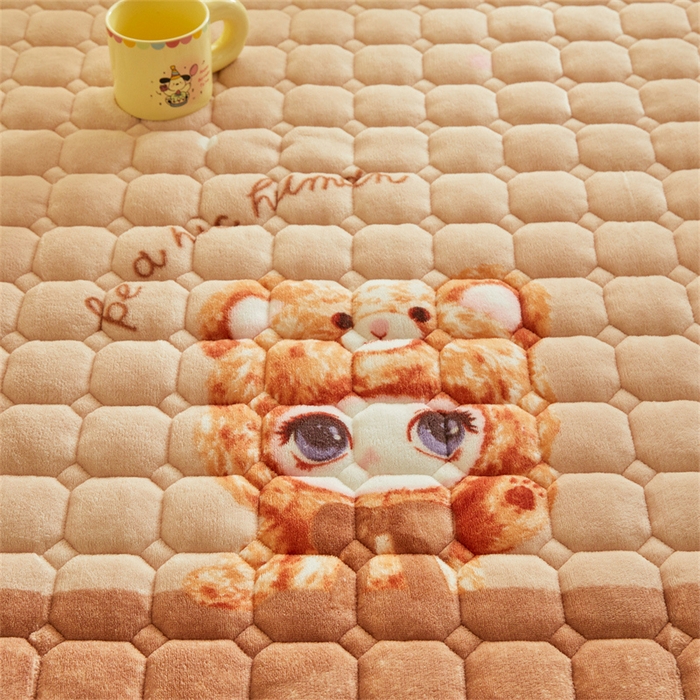 91家纺网 家纺一手货源 找家纺 慕木家纺 2025新款学生床牛奶绒印花床垫床护垫 床褥垫-拉布咖