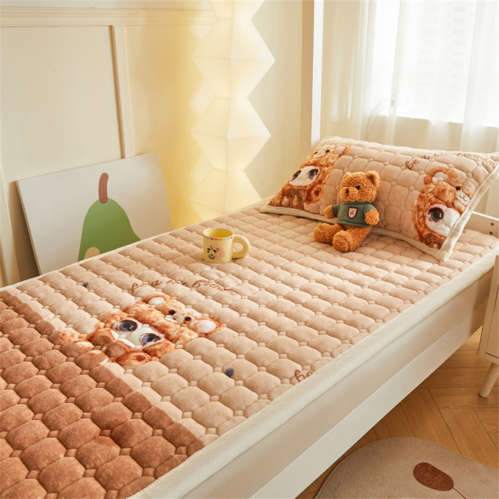 91家纺网 家纺一手货源 找家纺 慕木家纺 2025新款学生床牛奶绒印花床垫床护垫 床褥垫-拉布咖