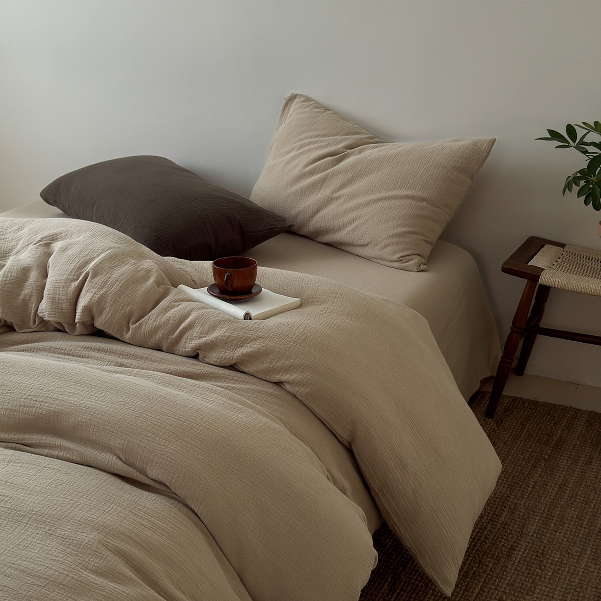 91家纺网 家纺一手货源 找家纺 （总）玖弘家居 2025新款软糯皱皱纱四件套系列