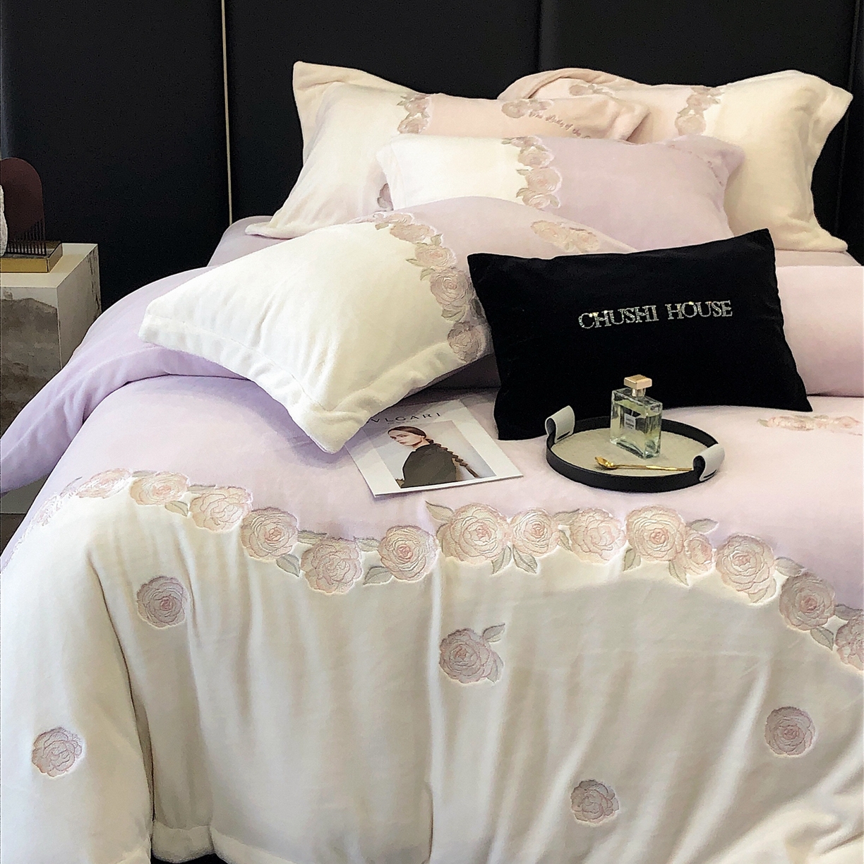 91家纺网 家纺一手货源 找家纺 （总）初拾 2025新款230g牛奶绒“花卉” 四件套-暖冬甜心