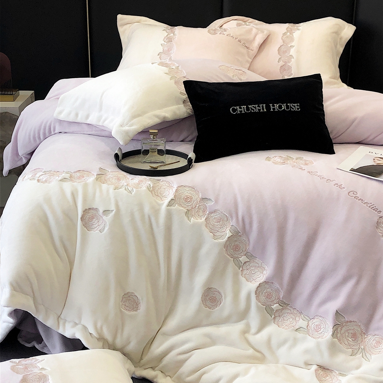 91家纺网 家纺一手货源 找家纺 （总）初拾 2025新款230g牛奶绒“花卉” 四件套-暖冬甜心