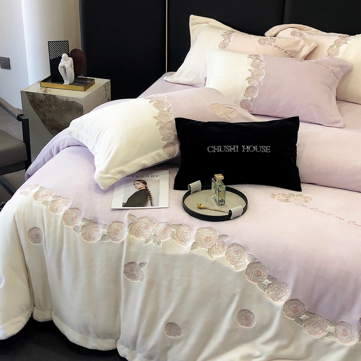 91家纺网 家纺一手货源 找家纺 （总）初拾 2025新款230g牛奶绒“花卉” 四件套-暖冬甜心