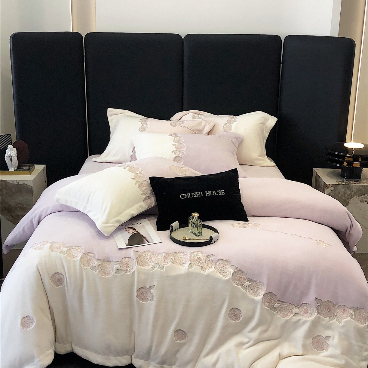 （总）初拾 2025新款230g牛奶绒“花卉” 四件套-暖冬甜心