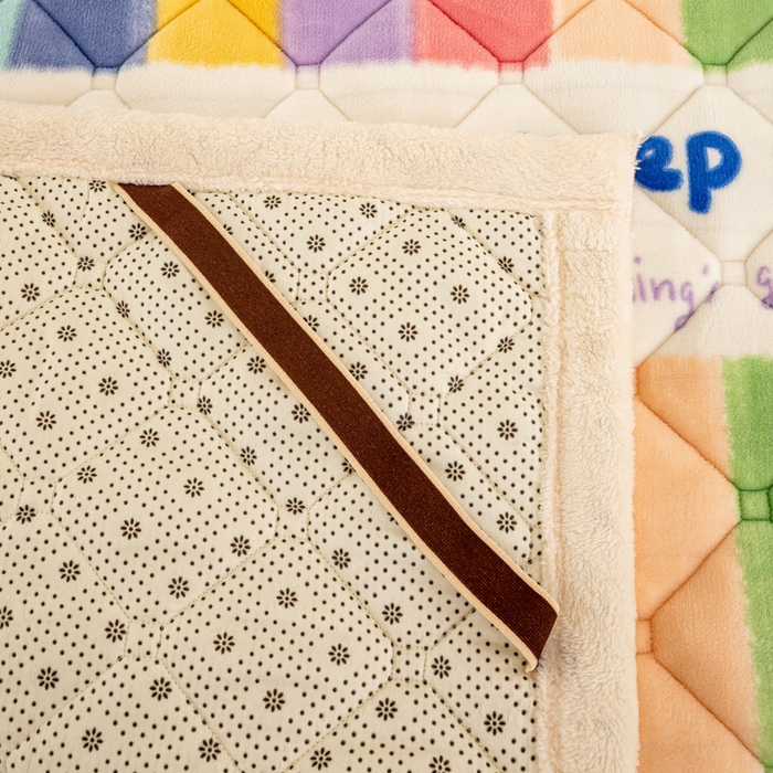 91家纺网 家纺一手货源 找家纺 慕木家纺 2025新款大床款牛奶绒印花床褥垫系列 床褥垫-彩虹条