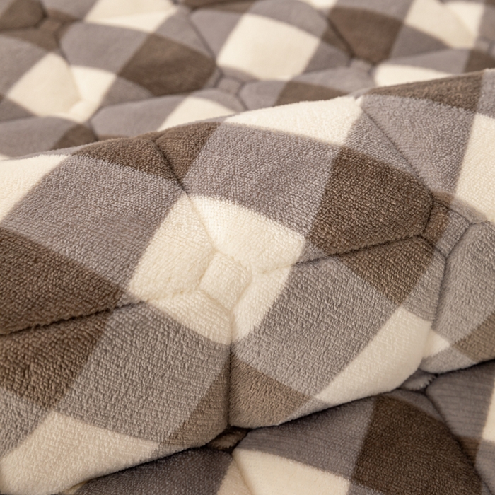 91家纺网 家纺一手货源 找家纺 慕木家纺 2025新款大床款牛奶绒印花床褥垫系列 床褥垫-灰大格