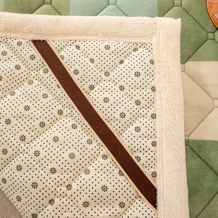 91家纺网 家纺一手货源 找家纺 慕木家纺 2025新款大床款牛奶绒印花床褥垫系列 床褥垫-绿大格