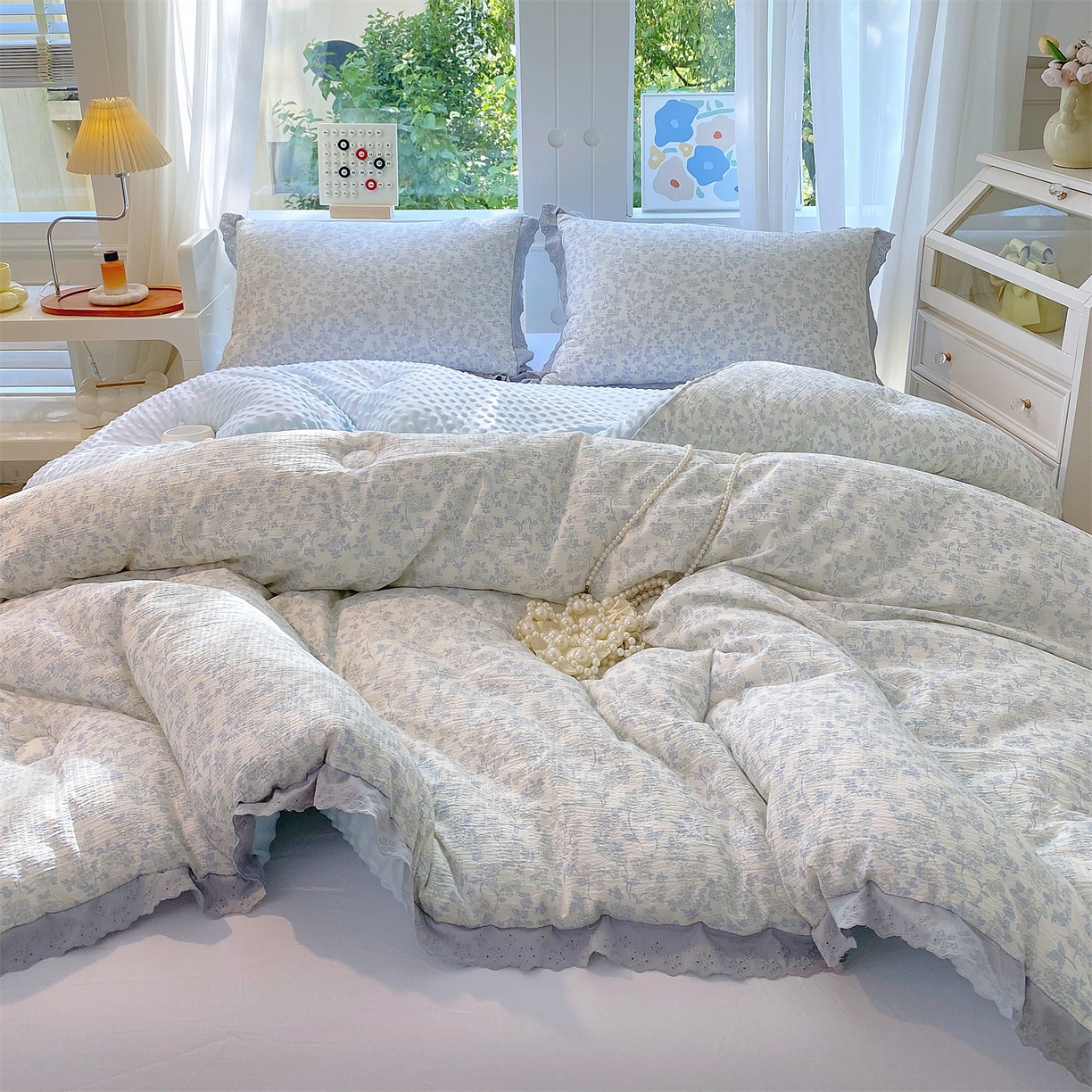 91家纺网 家纺一手货源 找家纺 宝士康家纺 2025新品豆豆绒小花边印花被子被芯冬被/秋冬被/被芯/跨境外贸 夏花