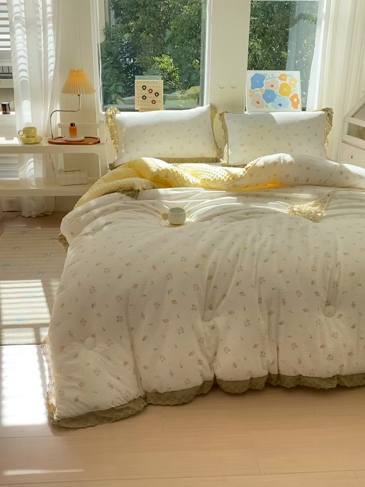 91家纺网 家纺一手货源 找家纺 宝士康家纺 2025新品豆豆绒小花边印花被子被芯冬被/秋冬被/被芯/跨境外贸 郁香栀语