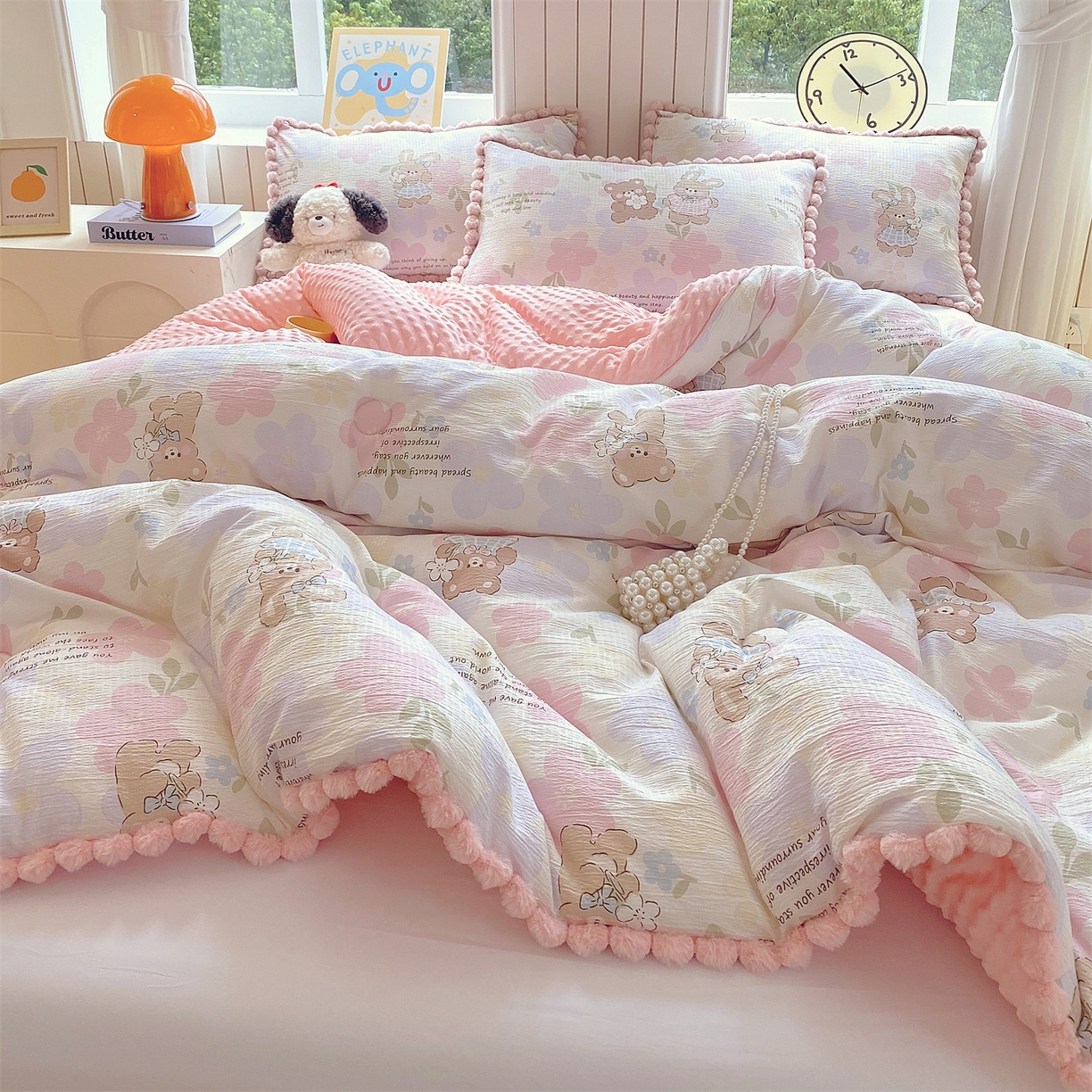 91家纺网 家纺一手货源 找家纺 （总）宝士康家纺 2025新品毛球花边豆豆绒被子被芯冬被/春秋被/被芯/跨境外贸