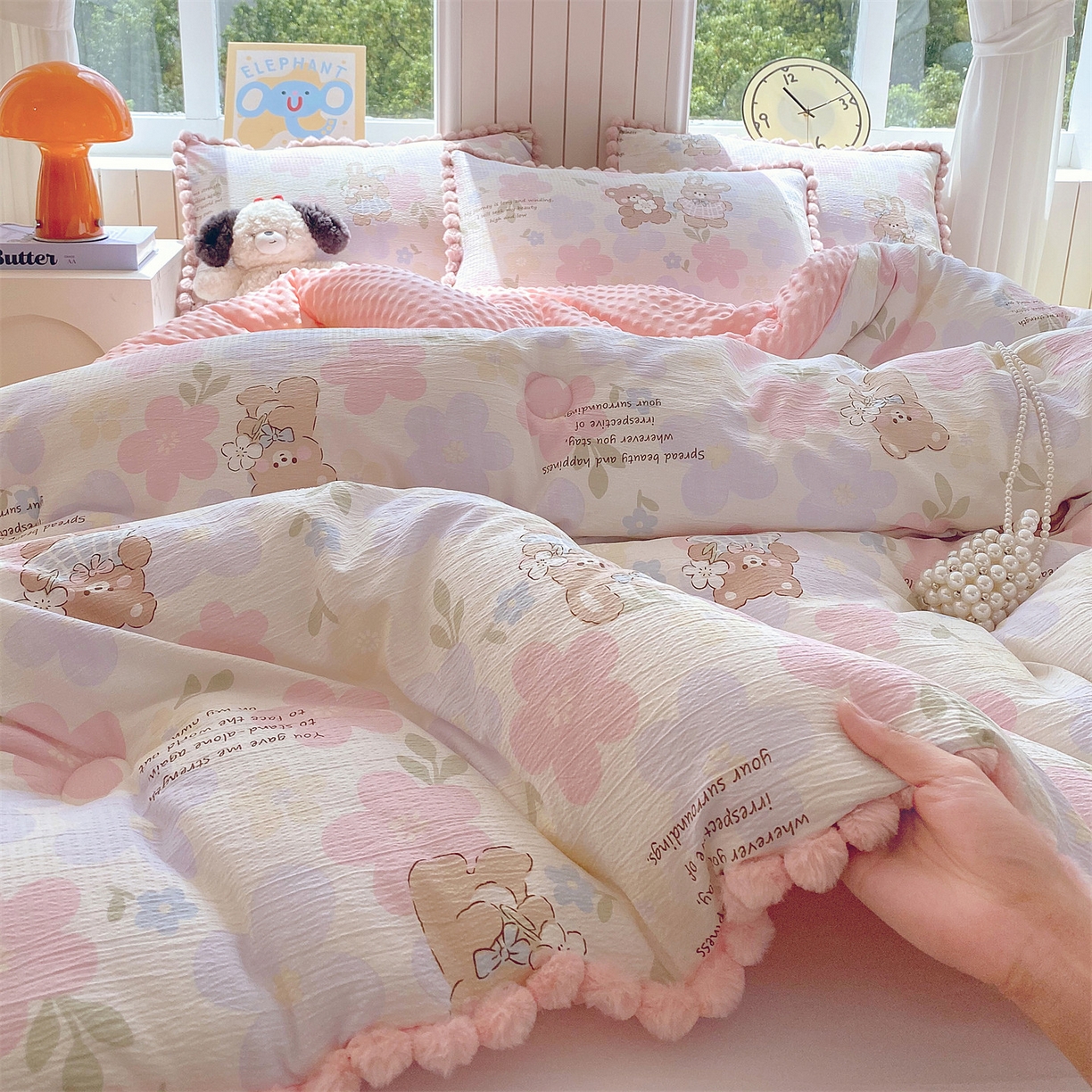 91家纺网 家纺一手货源 找家纺 （总）宝士康家纺 2025新品毛球花边豆豆绒被子被芯冬被/春秋被/被芯/跨境外贸