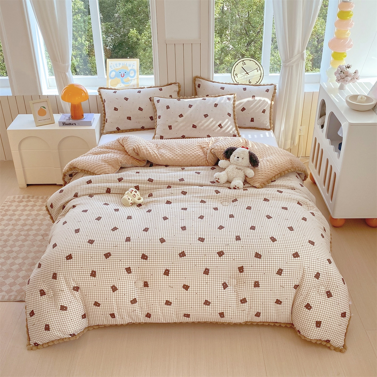 91家纺网 家纺一手货源 找家纺 宝士康家纺 2025新品毛球花边豆豆绒被子被芯冬被/春秋被/被芯/跨境外贸 乐趣