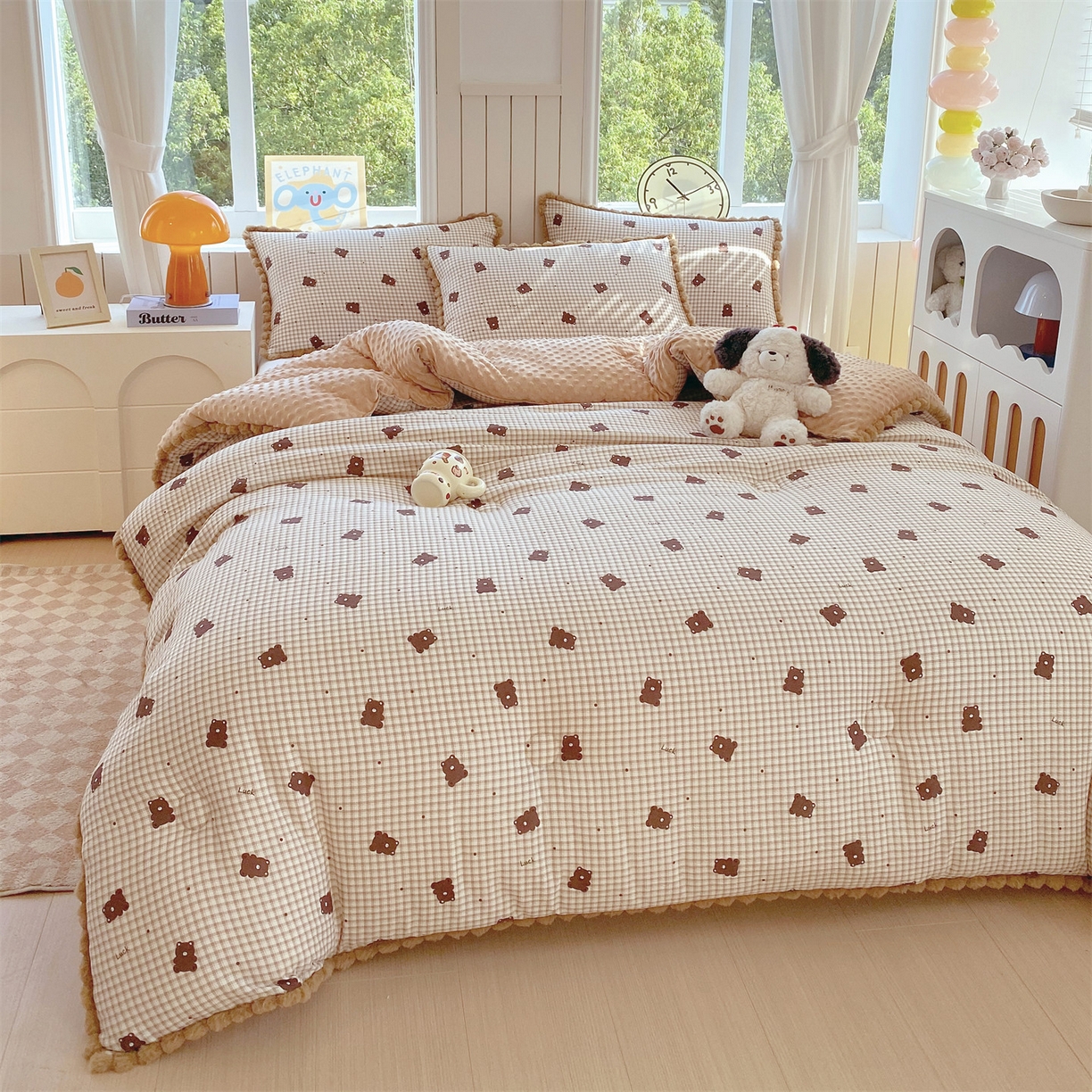 91家纺网 家纺一手货源 找家纺 宝士康家纺 2025新品毛球花边豆豆绒被子被芯冬被/春秋被/被芯/跨境外贸 乐趣